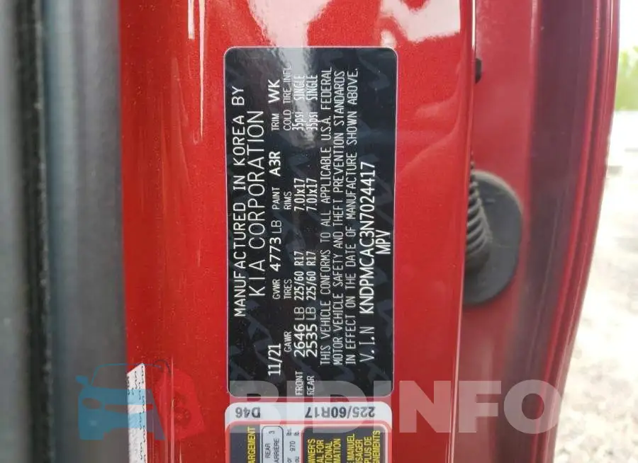 KNDPMCAC3N7024417 Photo# 14
