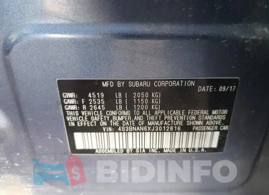 4S3BNAN6XJ3012816 Photo# 12