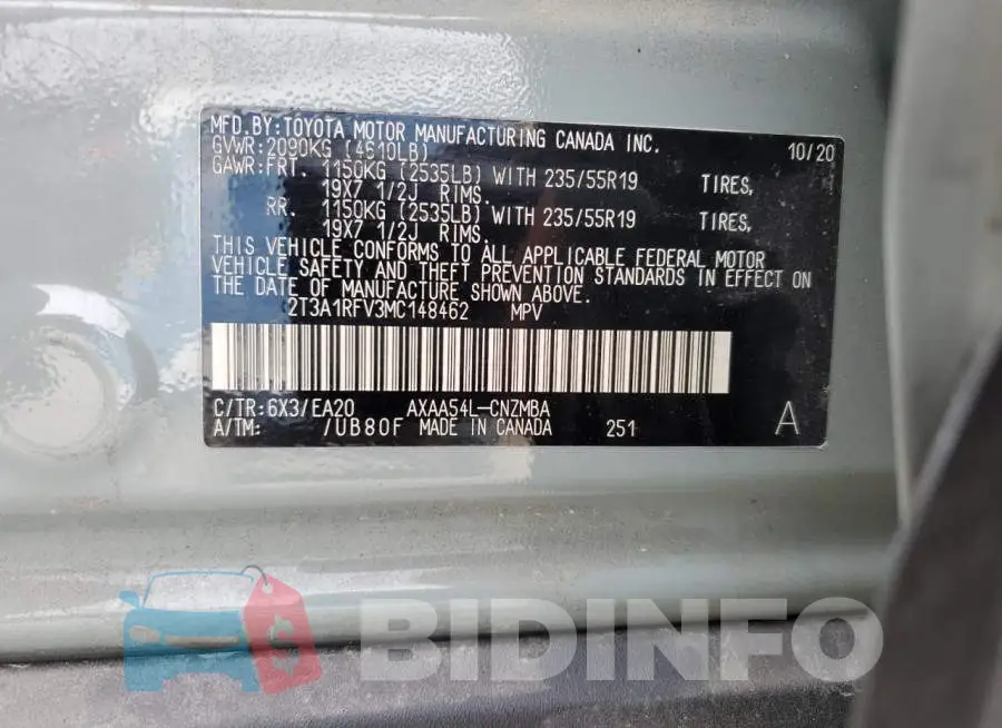 2T3A1RFV3MC148462 Photo# 14