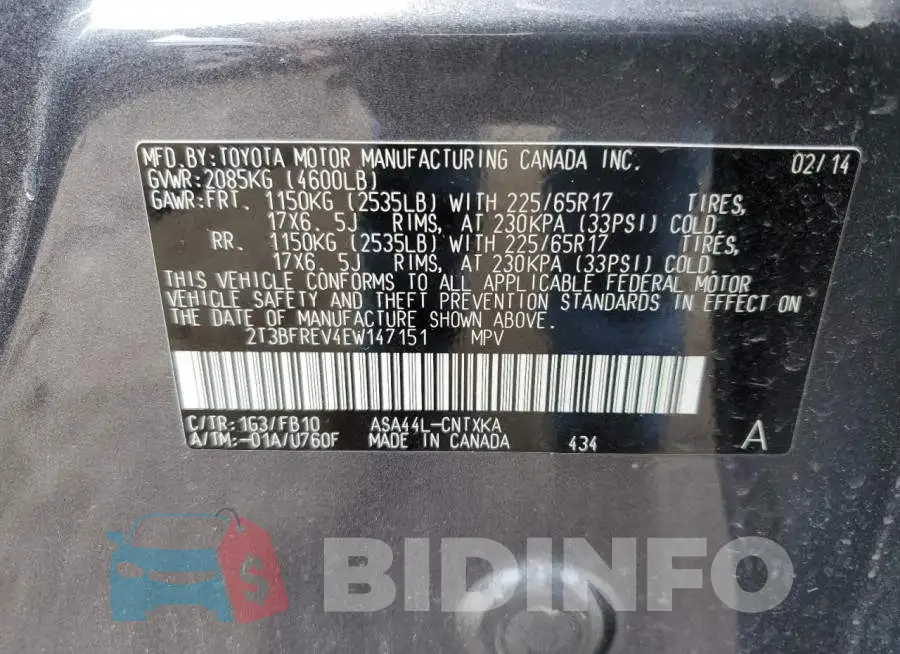 2T3BFREV4EW147151 Photo# 13