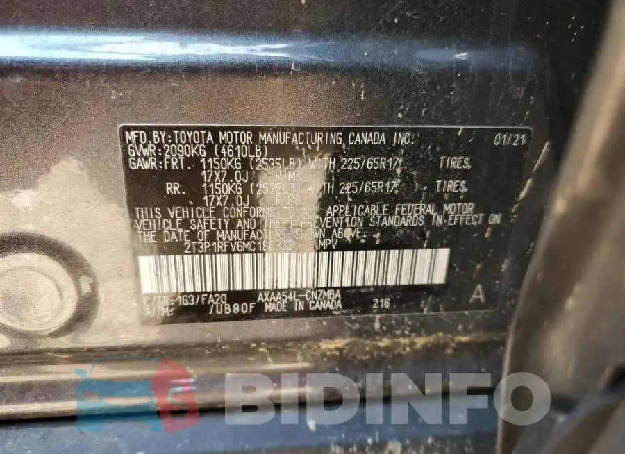 2T3P1RFV6MC180333 Photo# 12