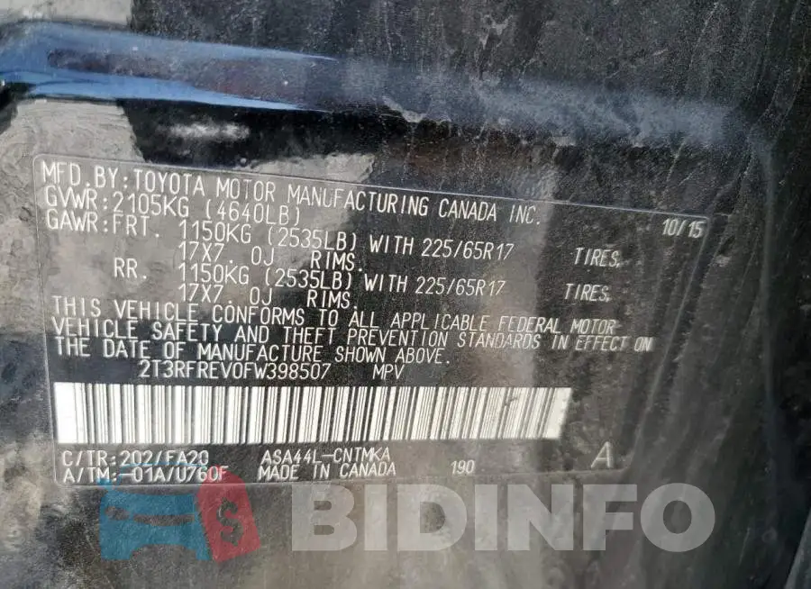 2T3RFREV0FW398507 Photo# 12