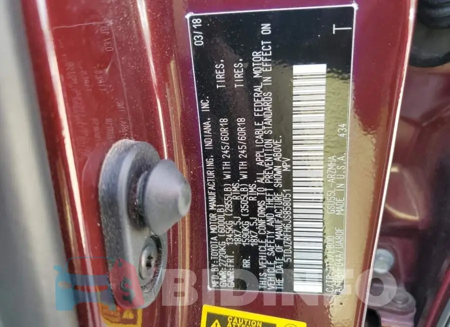 5TDJZRFH6JS858051 Photo# 13