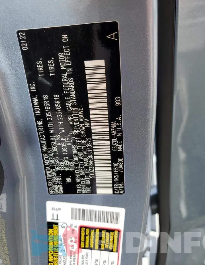 5TDZZRAH3NS110972 Photo# 14