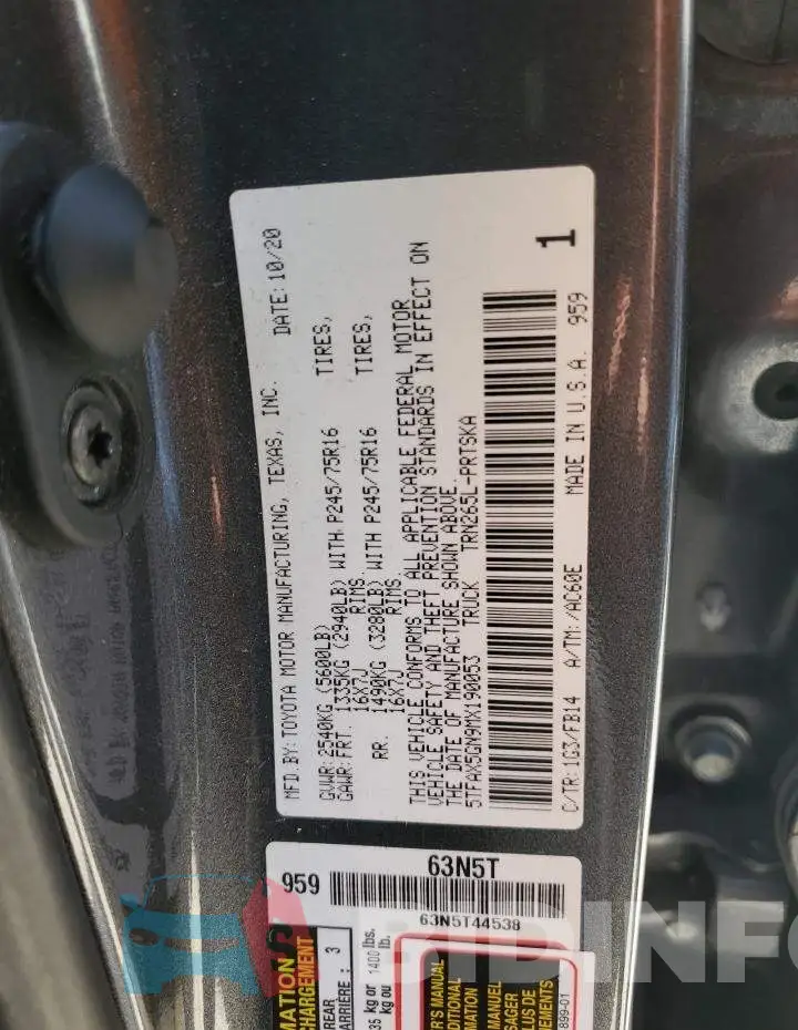 5TFAX5GN9MX190053 Photo# 12
