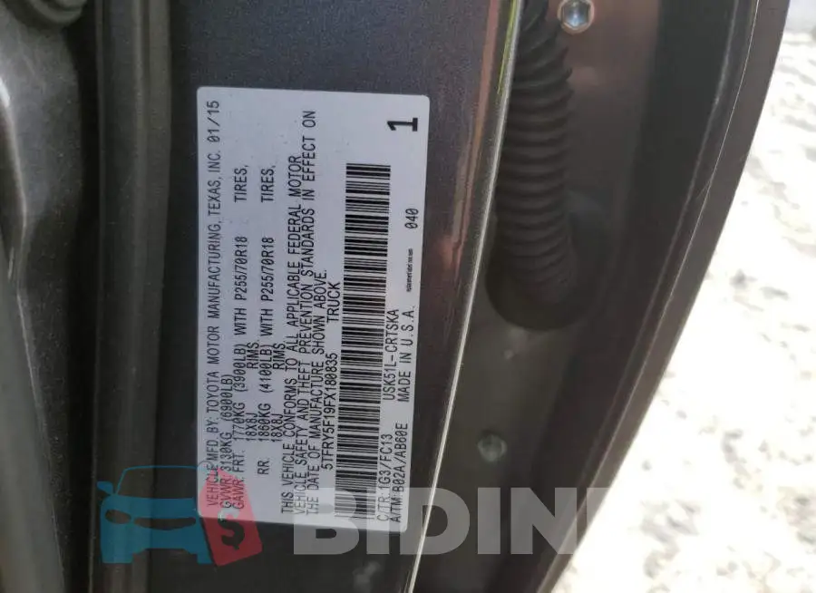 5TFRY5F19FX180835 Photo# 12