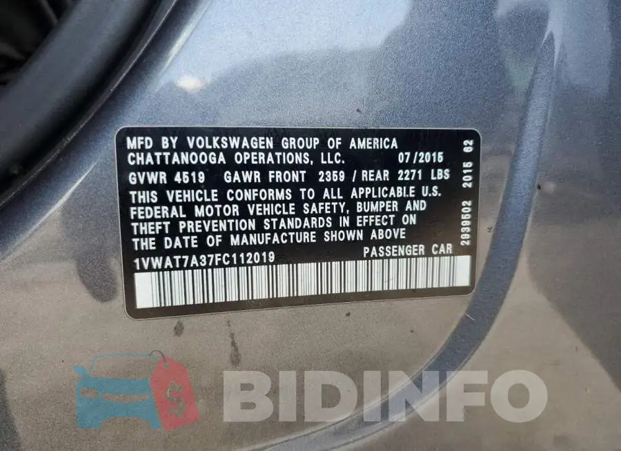 1VWAT7A37FC112019 Photo# 13
