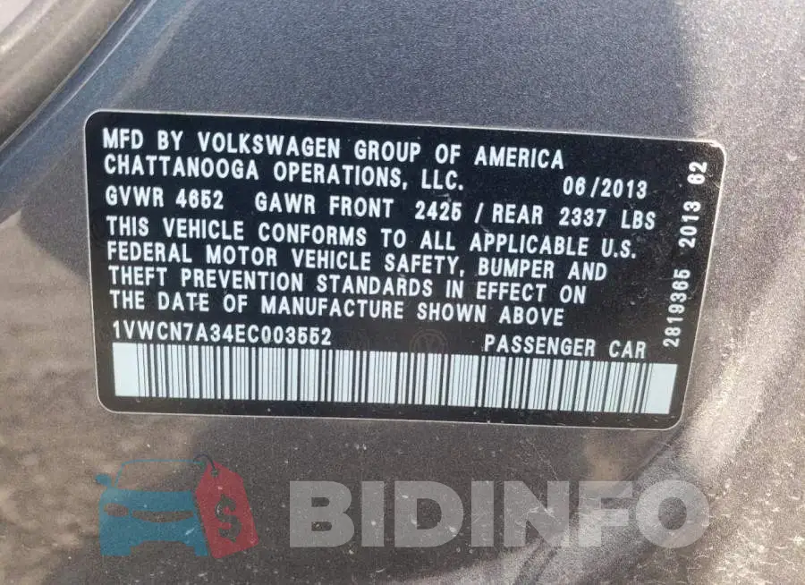 1VWCN7A34EC003552 Photo# 12