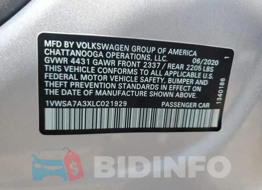1VWSA7A3XLC021929 Photo# 13