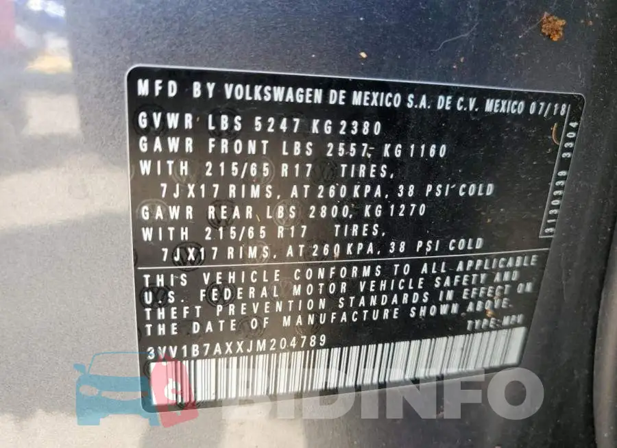 3VV1B7AXXJM204789 Photo# 13