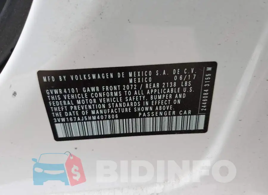 3VW167AJ5HM407806 Photo# 12