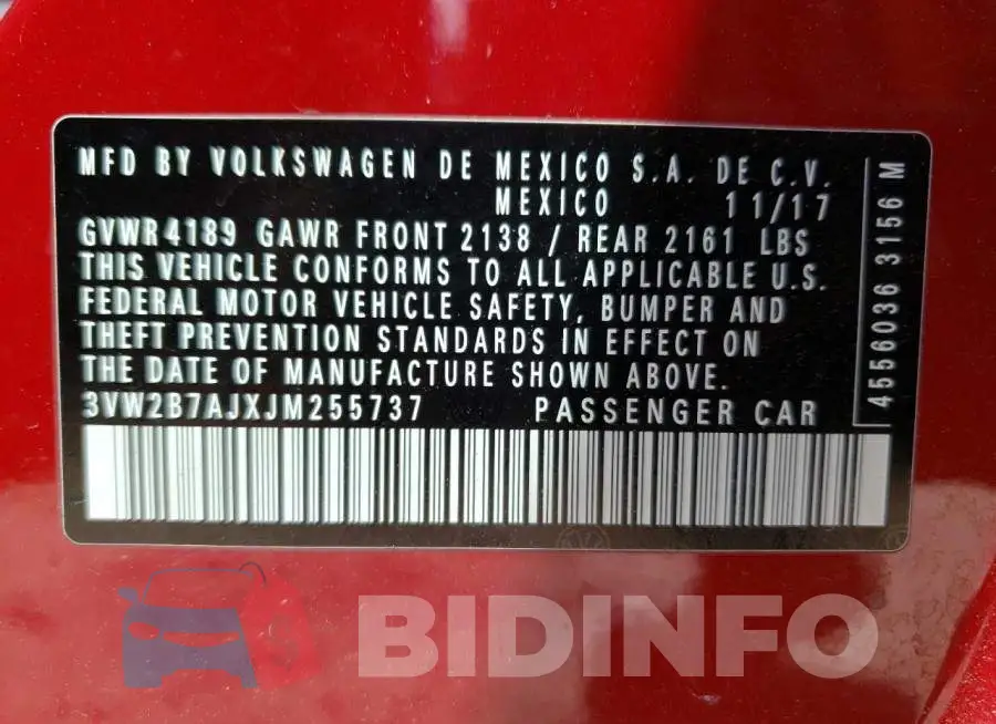 3VW2B7AJXJM255737 Photo# 13