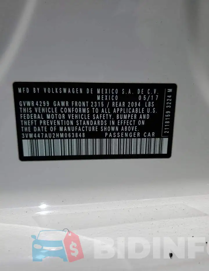 3VW447AU2HM063848 Photo# 12