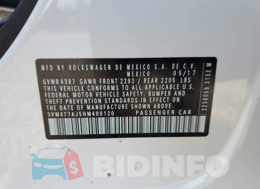 3VW4T7AJ5HM400120 Photo# 12
