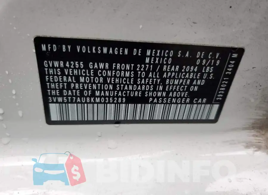 3VW5T7AU8KM035289 Photo# 13