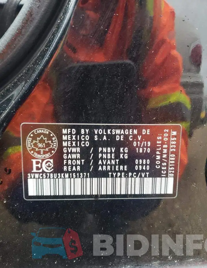 3VWC57BU3KM151371 Photo# 12