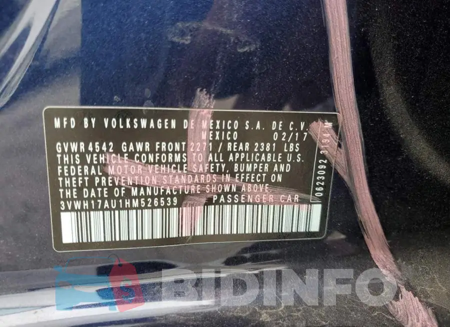 3VWH17AU1HM526539 Photo# 12