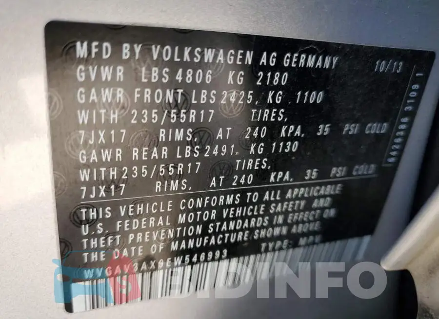 WVGAV3AX9EW546993 Photo# 14