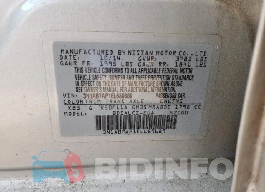 3N1AB7AP1EL689689 Photo# 12