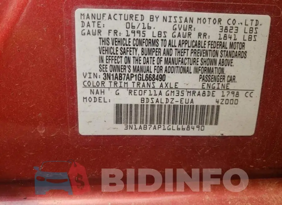 3N1AB7AP1GL668490 Photo# 13