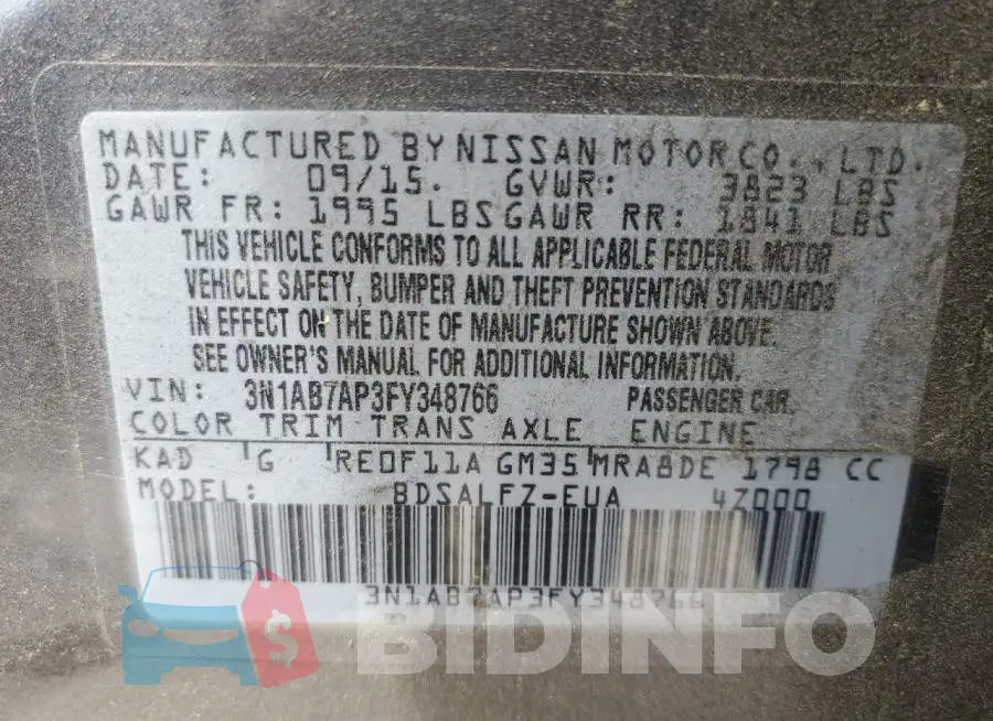 3N1AB7AP3FY348766 Photo# 12