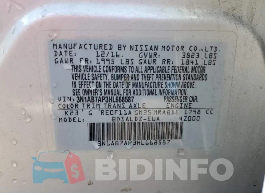3N1AB7AP3HL668587 Photo# 13