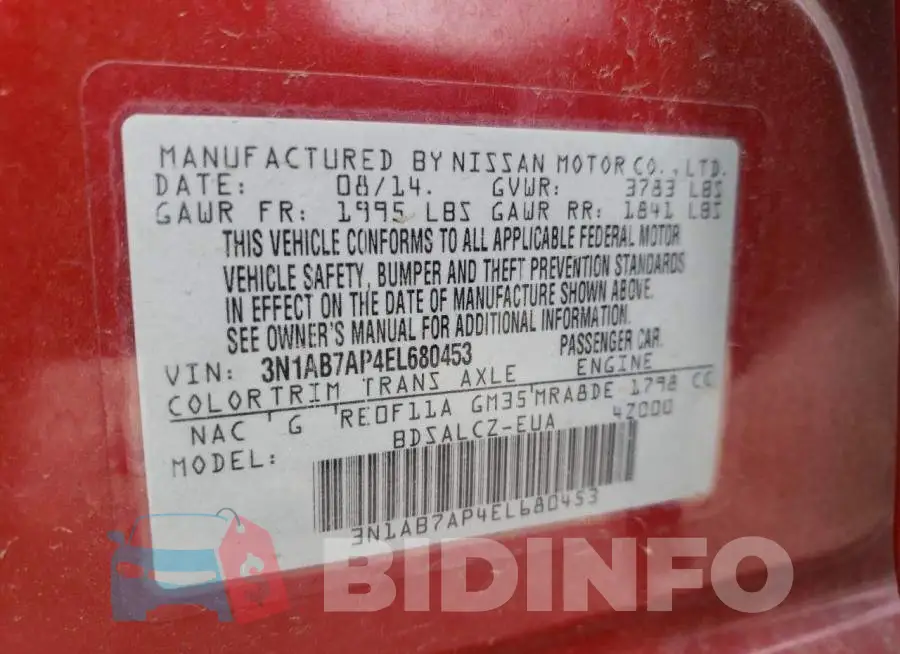3N1AB7AP4EL680453 Photo# 12