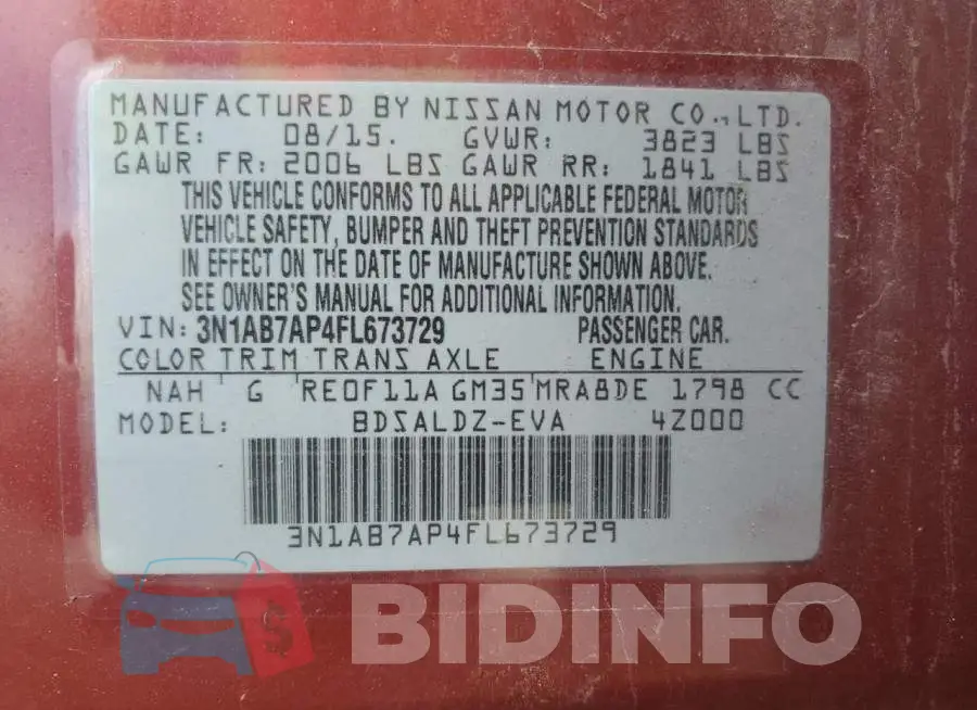 3N1AB7AP4FL673729 Photo# 13