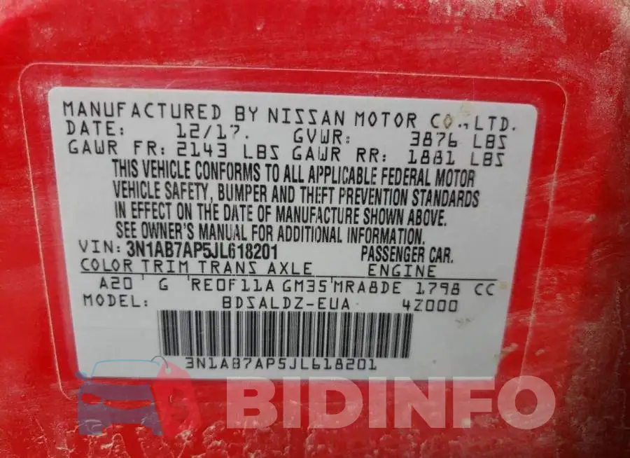 3N1AB7AP5JL618201 Photo# 10