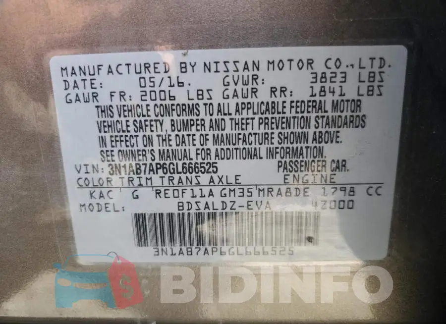 3N1AB7AP6GL666525 Photo# 12