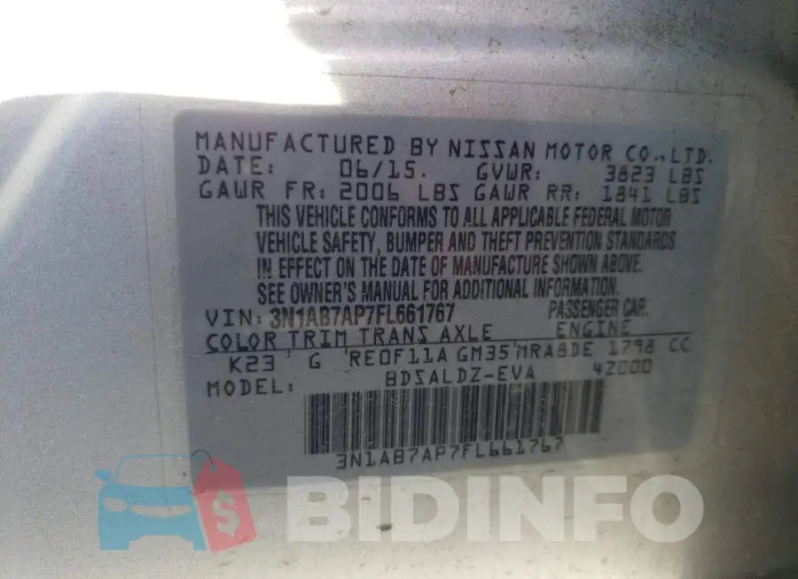 3N1AB7AP7FL661767 Photo# 13