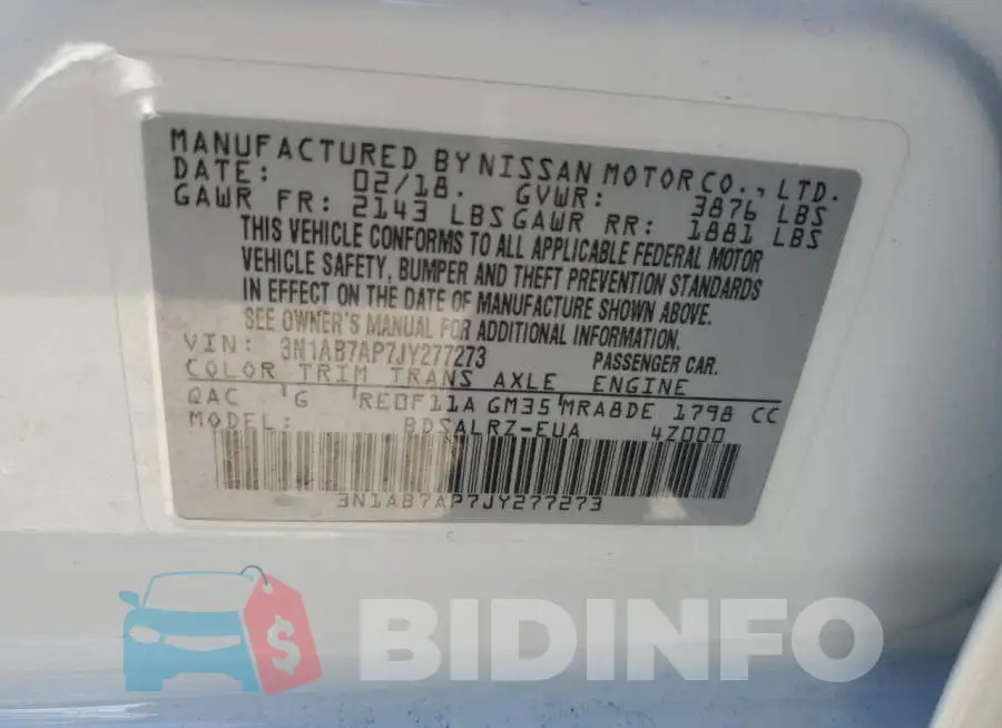 3N1AB7AP7JY277273 Photo# 12
