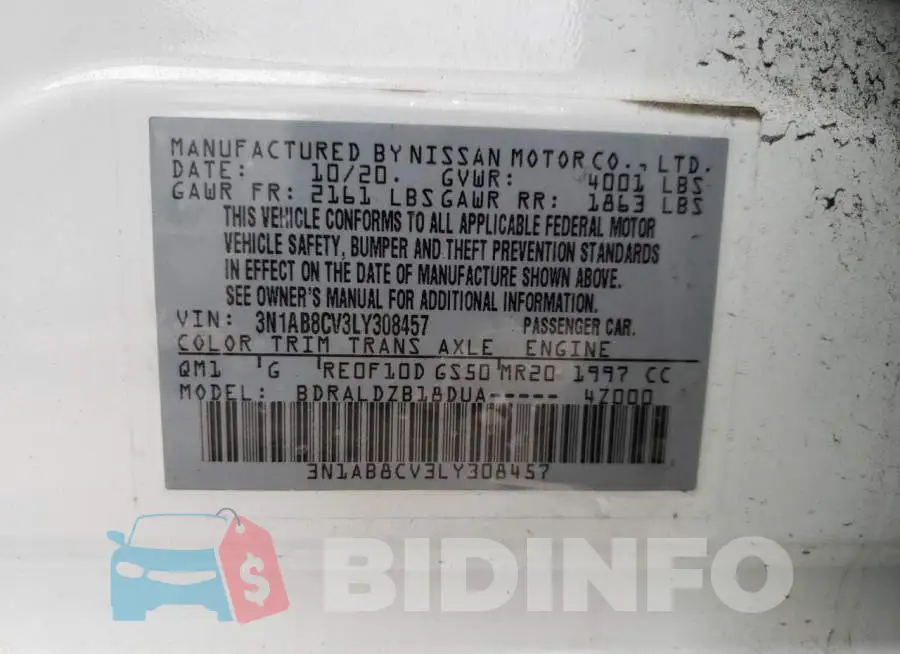 3N1AB8CV3LY308457 Photo# 12