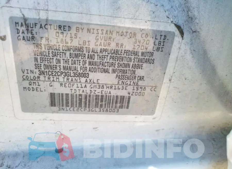 3N1CE2CP3GL358003 Photo# 12