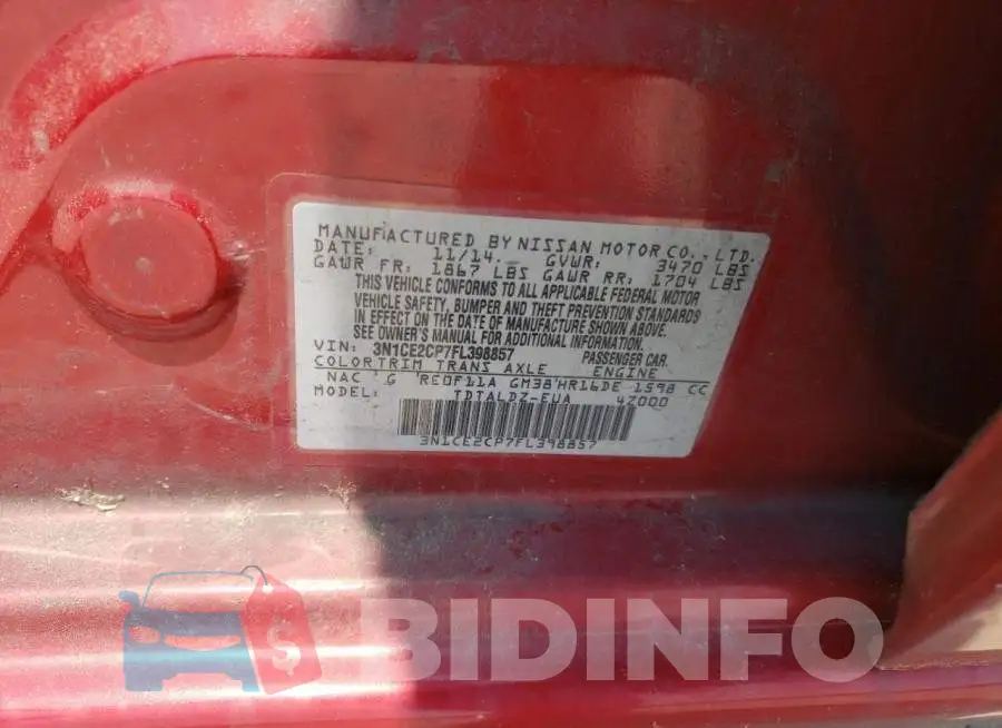 3N1CE2CP7FL398857 Photo# 12