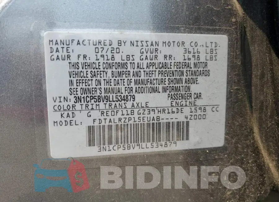 3N1CP5BV9LL534879 Photo# 13