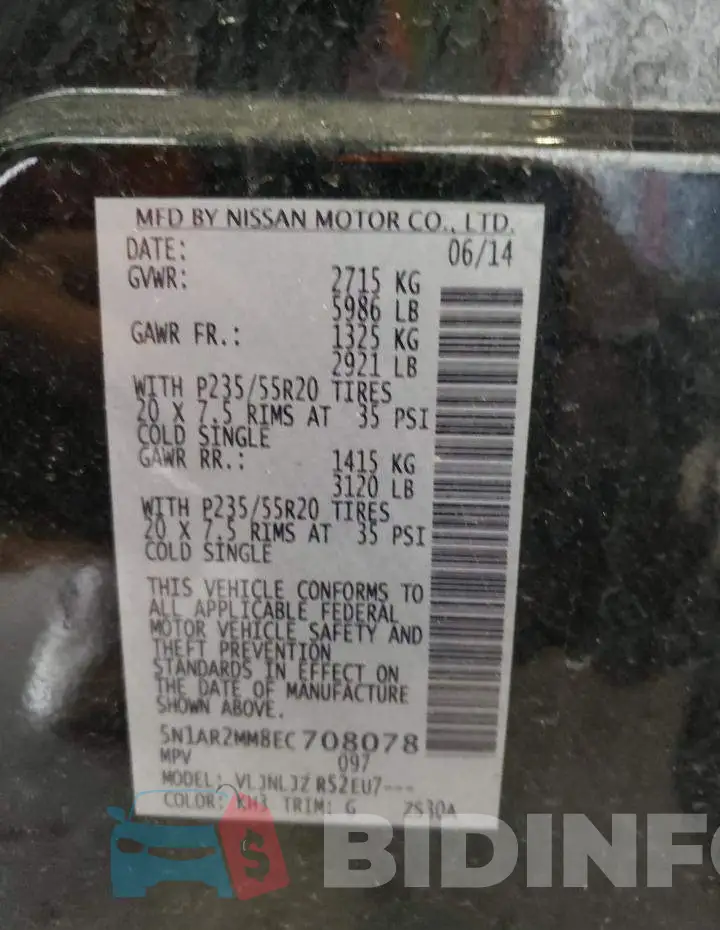 5N1AR2MM8EC708078 Photo# 13