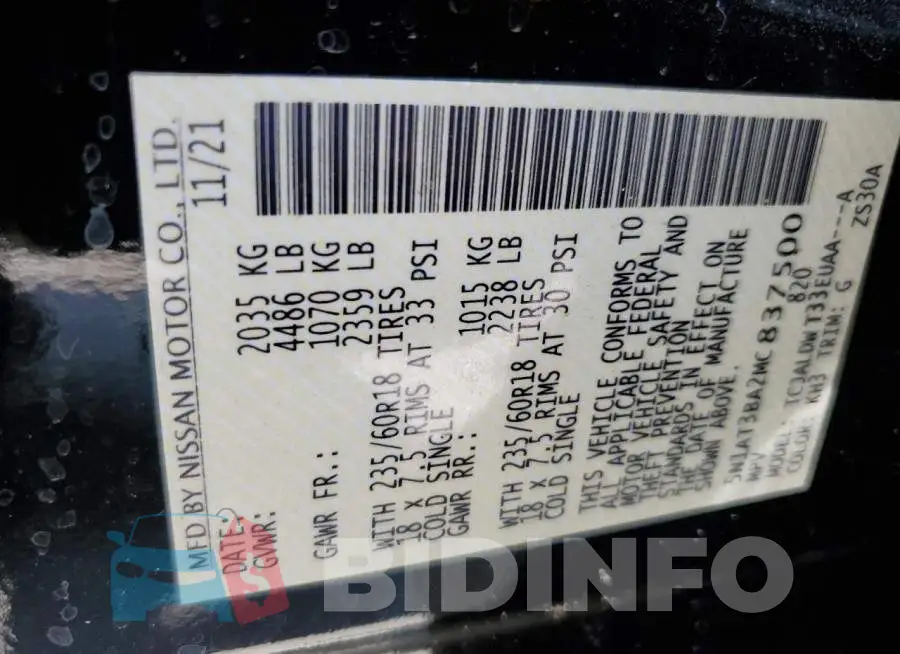 5N1AT3BA2MC837500 Photo# 13