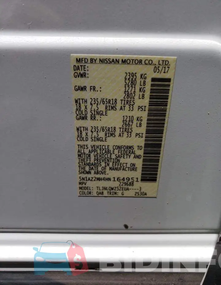 5N1AZ2MH4HN164951 Photo# 12