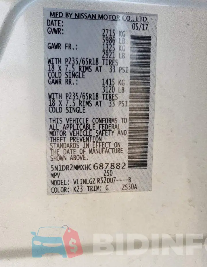 5N1DR2MMXHC687882 Photo# 13