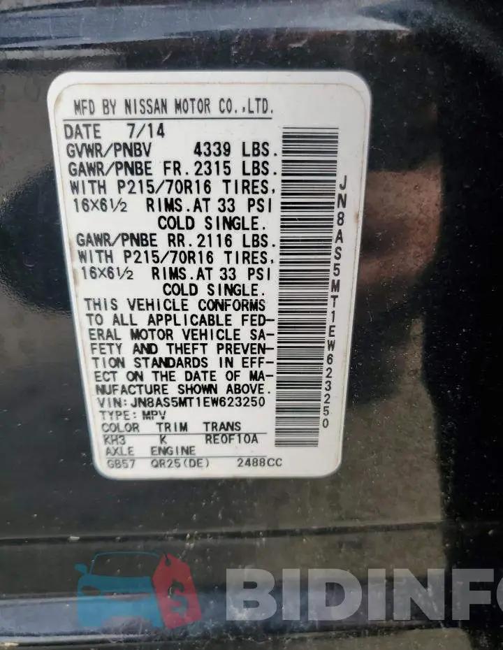 JN8AS5MT1EW623250 Photo# 12