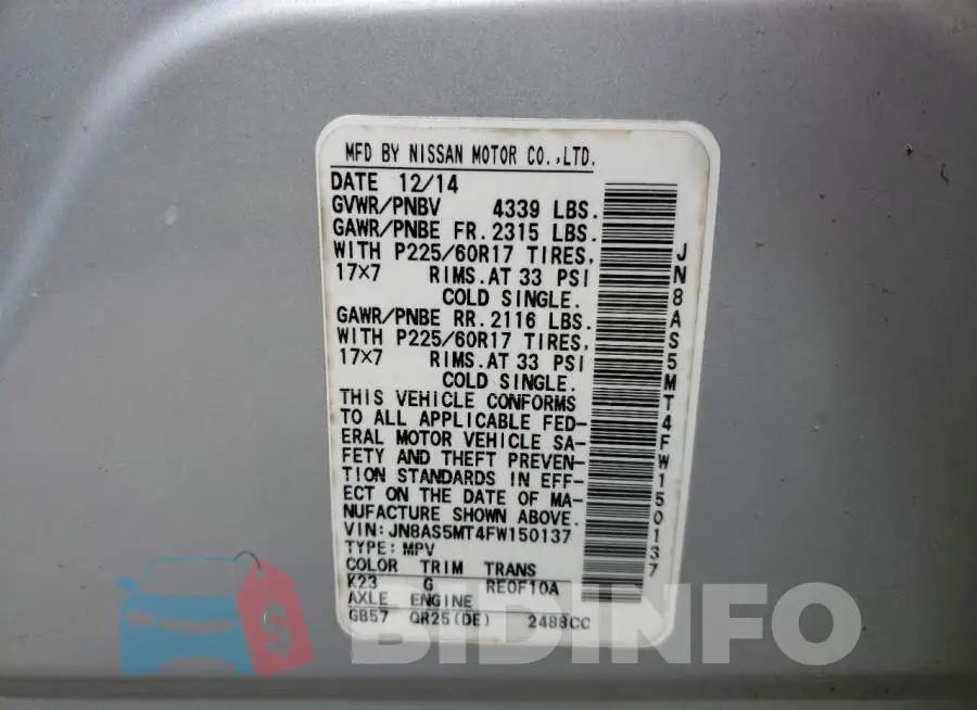 JN8AS5MT4FW150137 Photo# 13