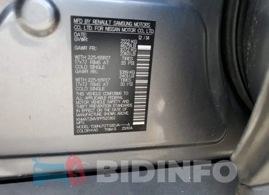 KNMAT2MV1FP525162 Photo# 12