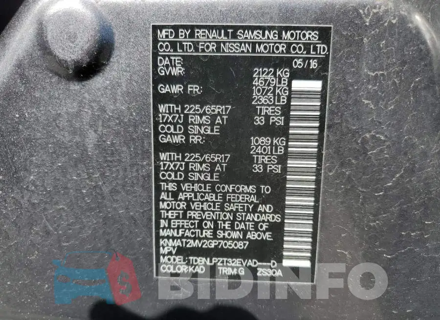 KNMAT2MV2GP705087 Photo# 13