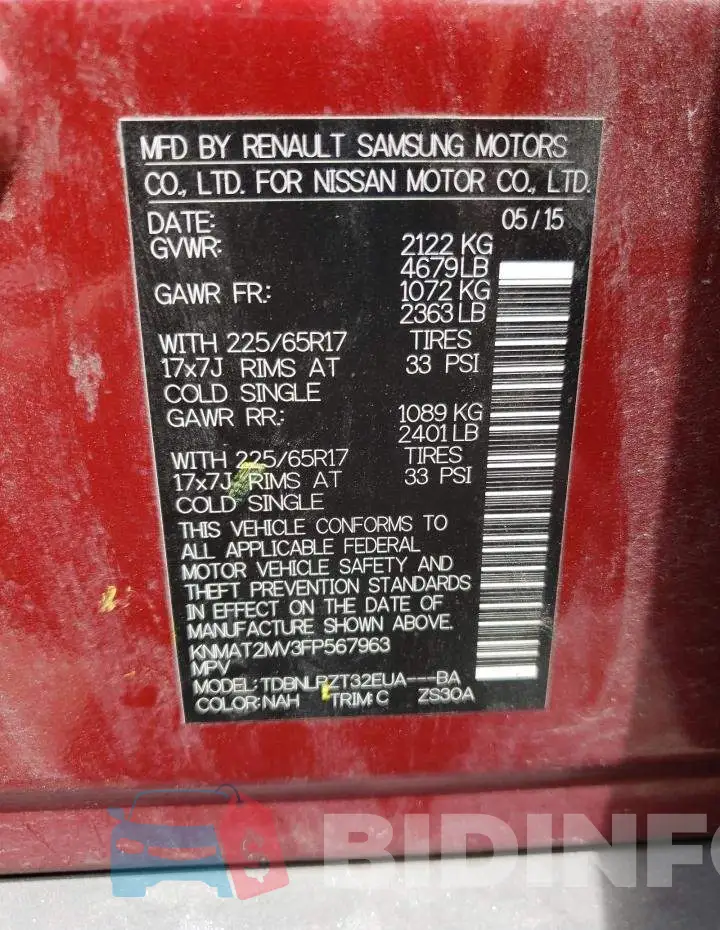KNMAT2MV3FP567963 Photo# 13