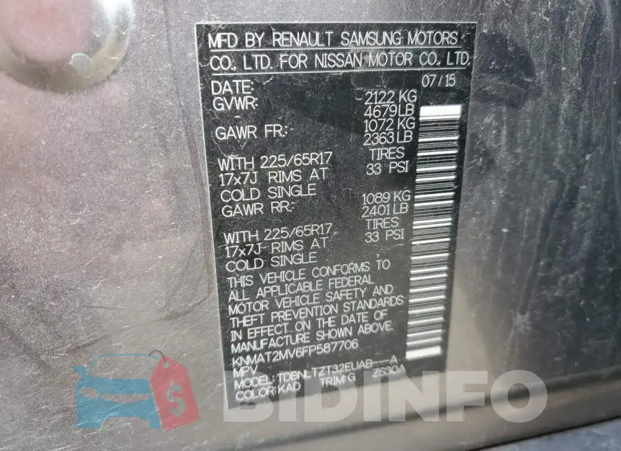 KNMAT2MV6FP587706 Photo# 13