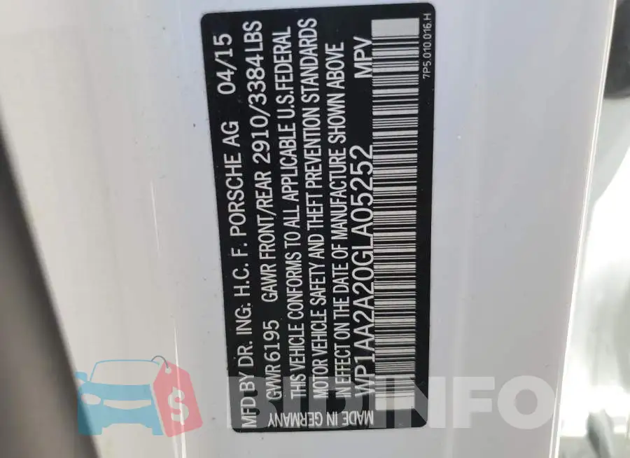 WP1AA2A20GLA05252 Photo# 13