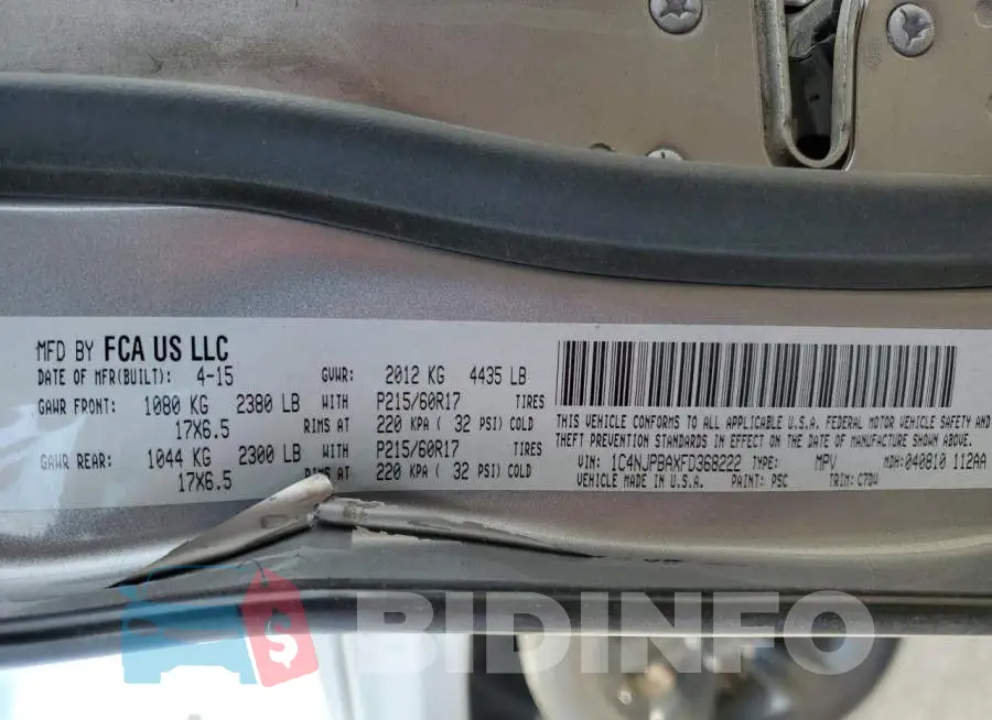 1C4NJPBAXFD368222 Photo# 10