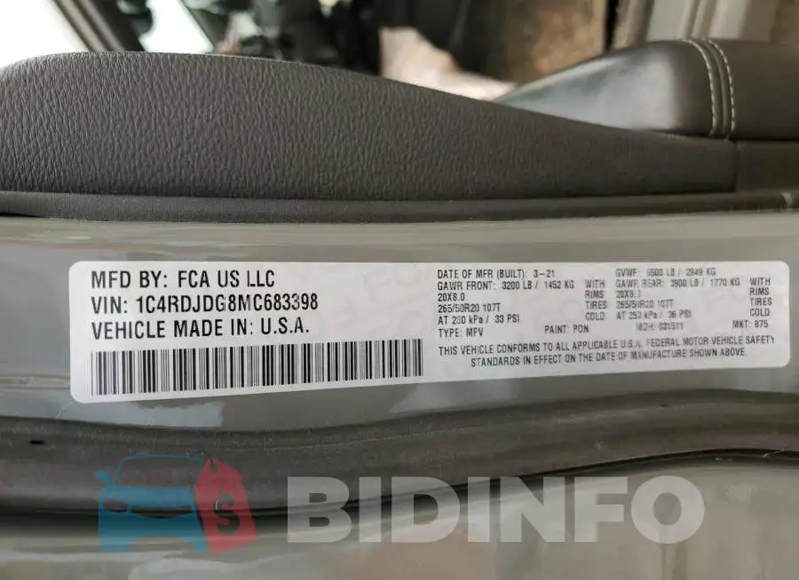 1C4RDJDG8MC683398 Photo# 13