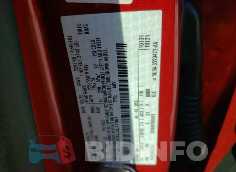5LMCJ2DHXLUL17361 Photo# 13
